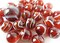 25 Glass Marbles ROOSTER Red/White Translucent/Transparent Shooter Swirl game